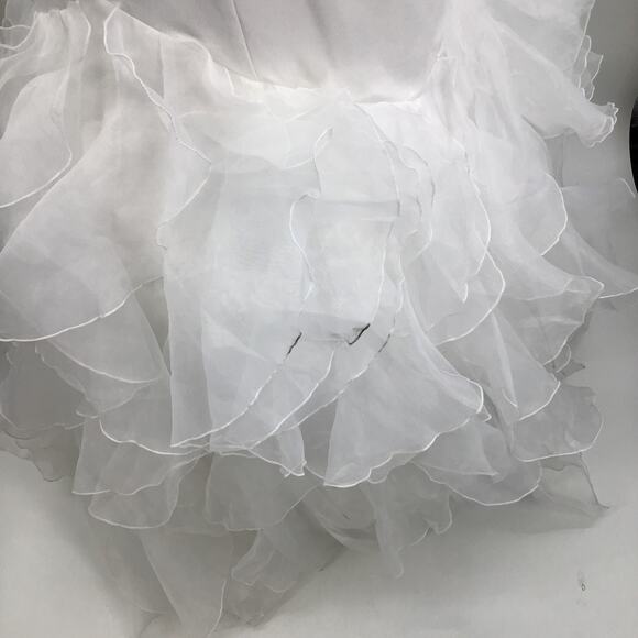 LULU'S SZ 8 M Extravagance White Ruffled Organza Mermaid Bridal Dress 0B16 *flaw - Picture 10 of 13